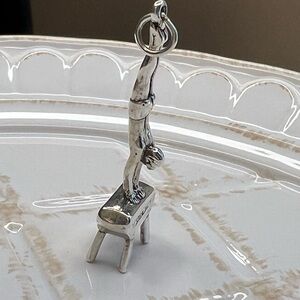 Vintage Gymnast Pommel Horse Charm Pendant Sterling Silver NOS